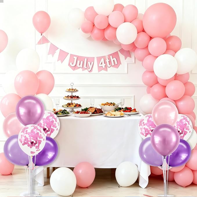 TONIFUL 4 Metallic Purple Pink Balloon Stand Balloon Centerpieces - Image 7