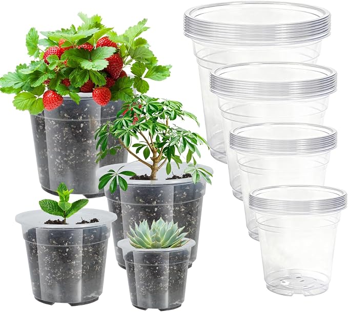 52 Pack 7/6/5/4 Inch Clear Nursery Pots by Unknown
