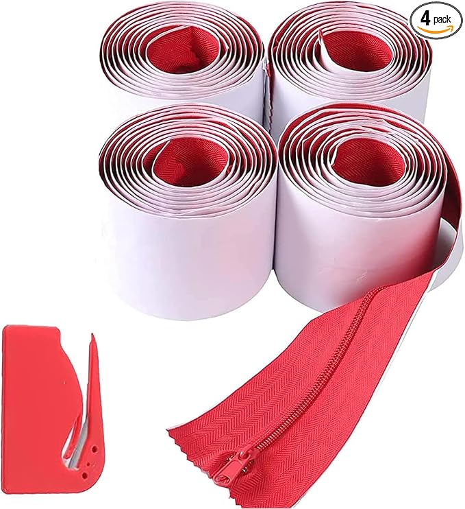 CALPALMY 4-Pack Plastic Sheet Zipper, Self-Adhesive Dust Protector, 7 Ft by CalPalmy