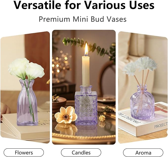 Glass Bud Vases Mini Flower Vase Small Vintage Vases - Image 6