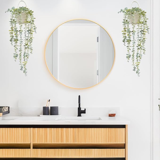 Fake Hanging Plant, Eucalyptus in Wall Woven Planters | Artificial Faux Plants - Image 5