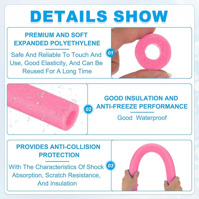 PATIKIL Pipe Insulation Foam Tube Foam Pipe Tubing Covers Rose Red 2Pcs | - Image 3