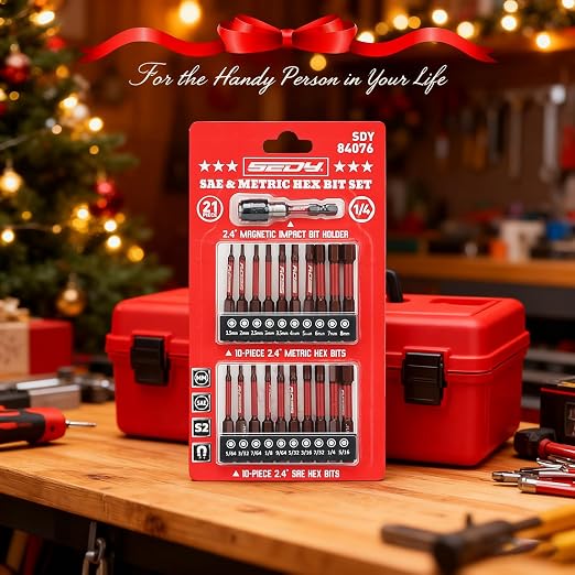21-Piece 2.5" Hex Head Allen Wrench Drill Bit Set, 1/4" Hex Screwdriver Bits Set - Image 7