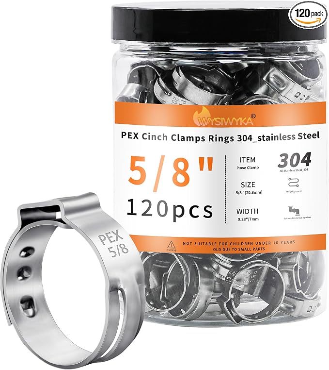 120pcs 5/8 pex crimp rings for PEX Tubing Pipe Fitting Connections | 304 by WYSIYWYKA