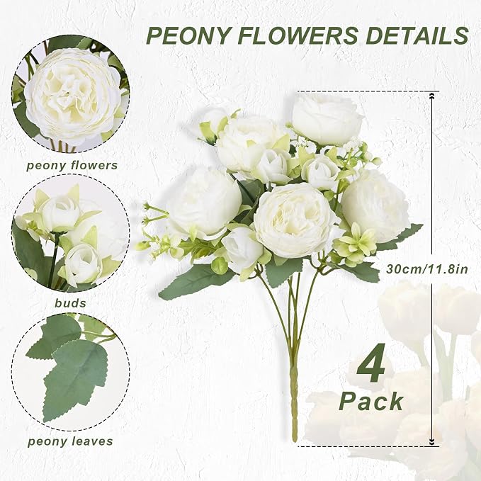 4 Packs Peonies Artificial Flowers - Image 4