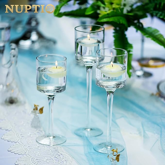 NUPTIO Glass Candle Holders, Elegant Long Stem Design, Dinner Table Centerpiece - Image 7