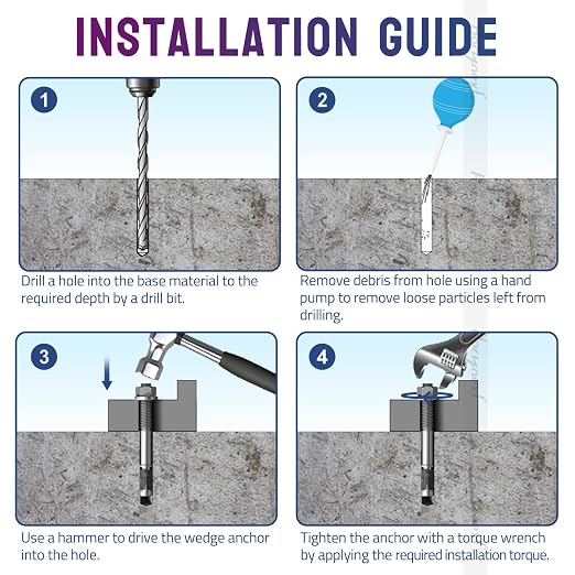 3/8 Concrete Anchors, 3/8 Wedge Anchors Bolts, 4-1/2" L, equipment bases - Image 6