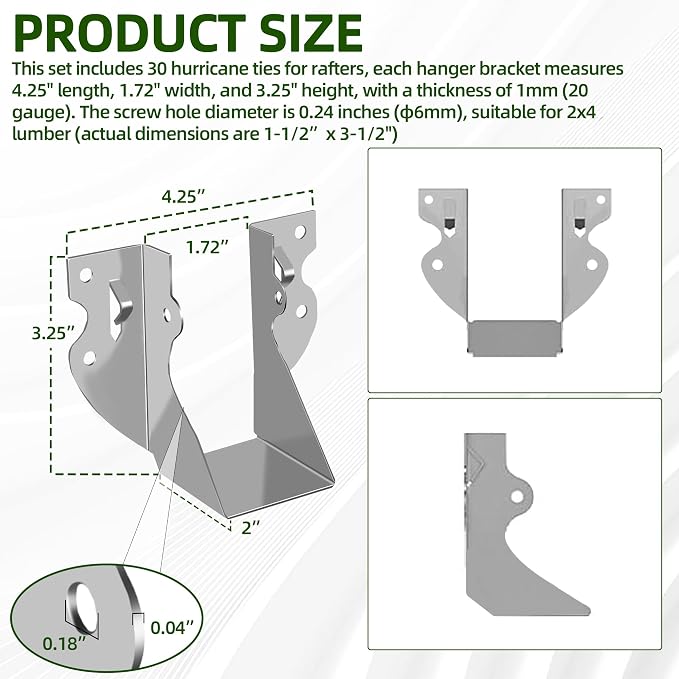 Calvana 2x4 Brackets for Wood, Joist Hangers, Rafter Brackets, Versatile Rafter - Image 3
