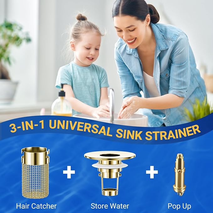 Bathroom Sink Drain Strainer, Pop-Up Bathroom Sink Stopper - Image 7