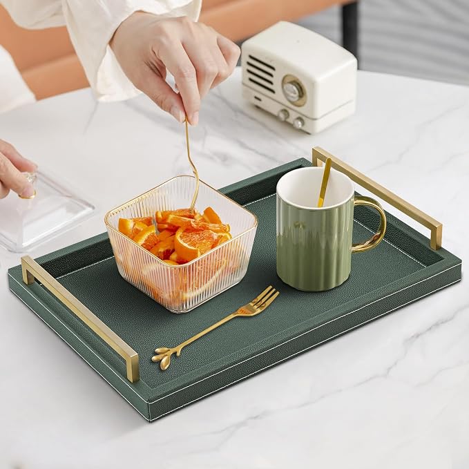 XIGEXIGE Green Decorative Serving Tray, Rectangular Tray - Image 7