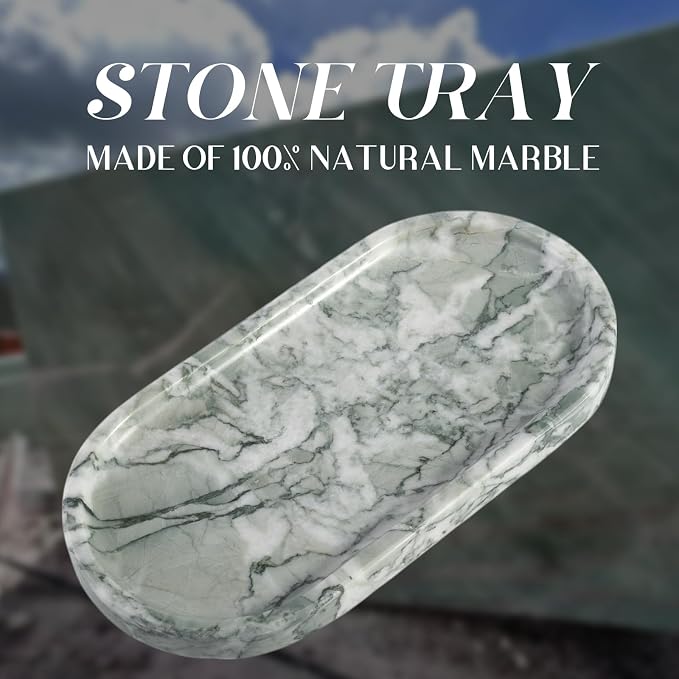 Marble Bathroom Tray for Countertop, Vanity Tray Stone Trays for Decor - Image 2