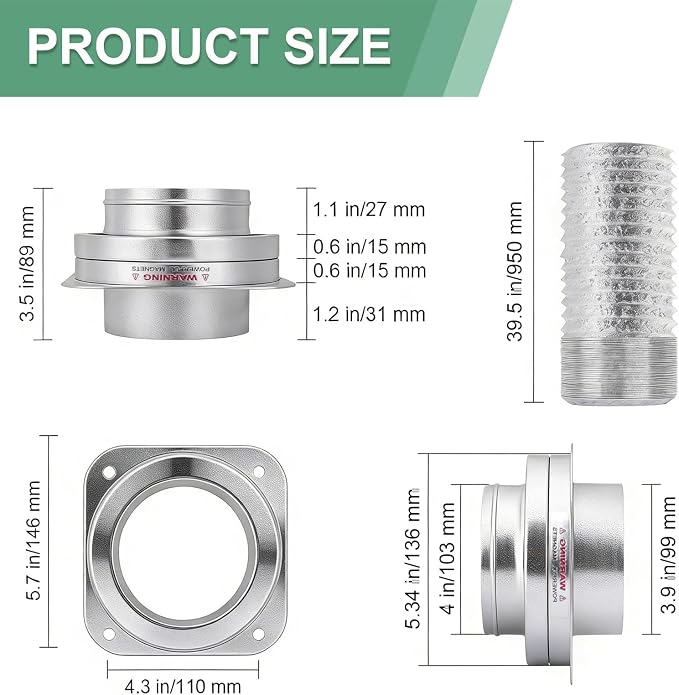 Magnetic Dryer Vent Connector Kit Airtight Seal Magnetic Dryer Vent Coupling - Image 3
