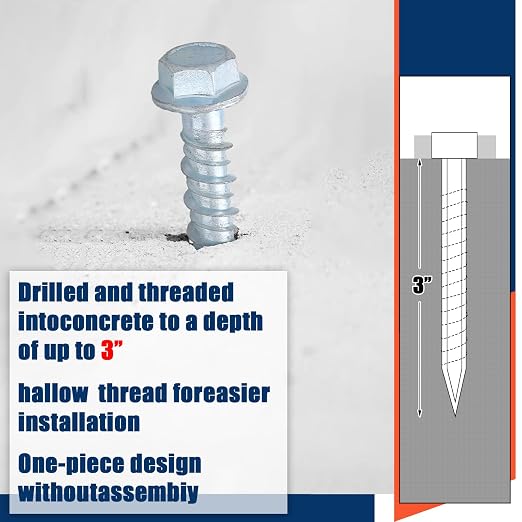 Tandefio 50 Pack 1/4 x 3 Concrete Anchors and Screw Kits Galvanized | Large - Image 5