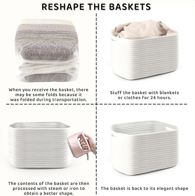 4 Pack Storage Baskets for Organizing, and Clothes, Cotton Rope Basket for - Image 7