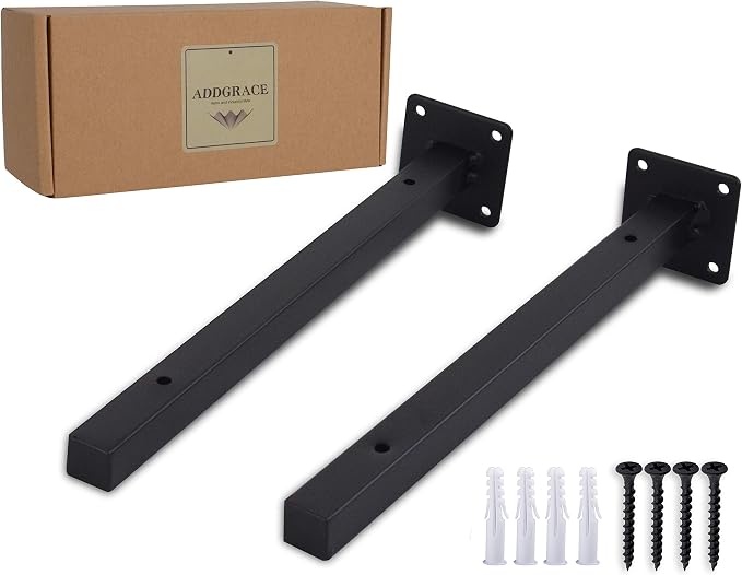 AddGrace Industrial Black Shelf Brackets 10 Inch L Brackets by AddGrace