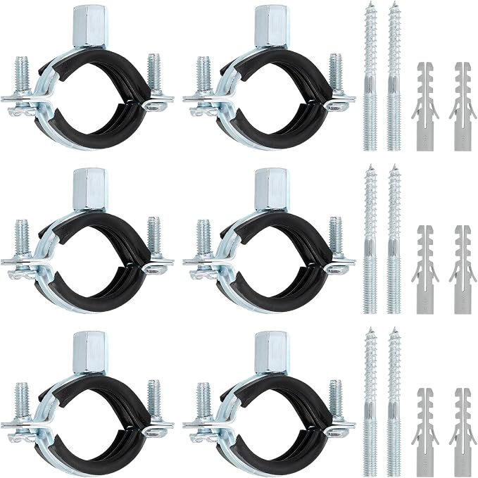 uxcell 6 Pcs Adjustable Pipe Bracket Clamp, 1-1/4" Wall Ceiling Mount Split by uxcell