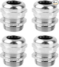 4 Pcs 3/4" NPT Nickel-Plated Copper Cable Gland | IP68 Waterproof, Metal Strain by Unknown
