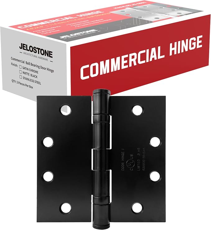 3 Pack - 4.5'' x 4.5'' Commercial Grade Ball Bearing Door Hinge, Non-Removable by JELOSTONE