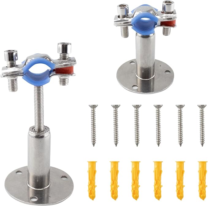 304 Stainless Steel Wall Mount Ceiling Mount Pipe Supports, Adjustable Pipe by Unknown
