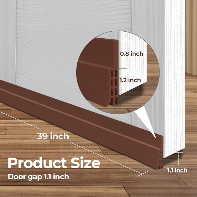 Ohuhu Door Draft Stopper, for interior exterior doors, 3-layer soundproof - Image 2