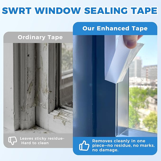 SWRT White Window Weather Sealing Tape 2 in x 90 FT, AC Seal, Residue Free | - Image 5