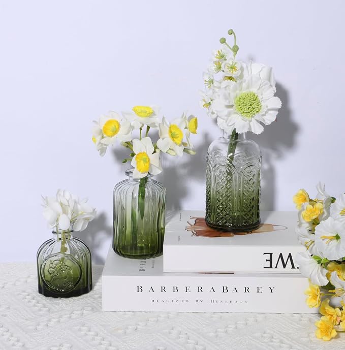 18pcs Green Glass Bud Vase Set, Small Flower Vases - Image 4