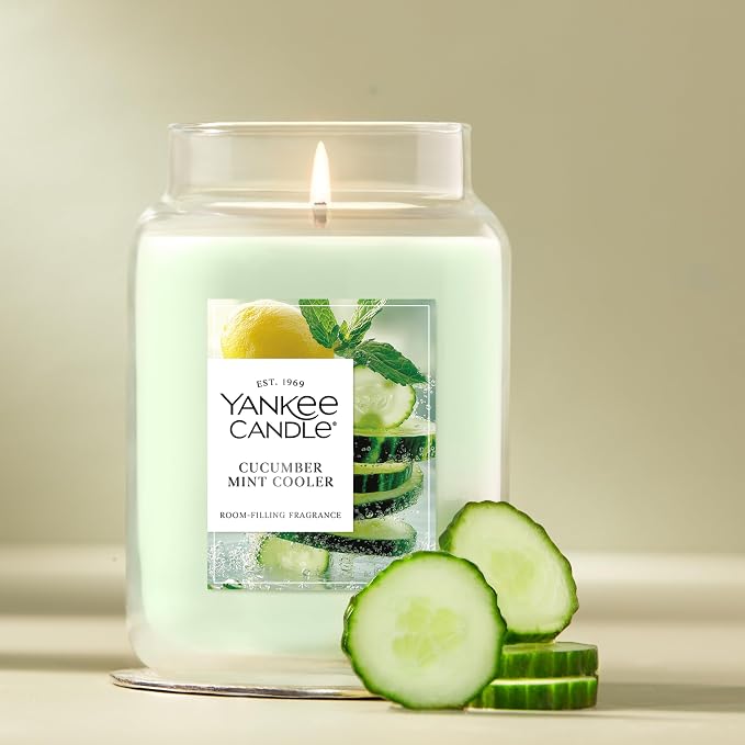 Yankee Candle Cucumber Mint Cooler Scented Candle, 22oz Large Jar - Image 4