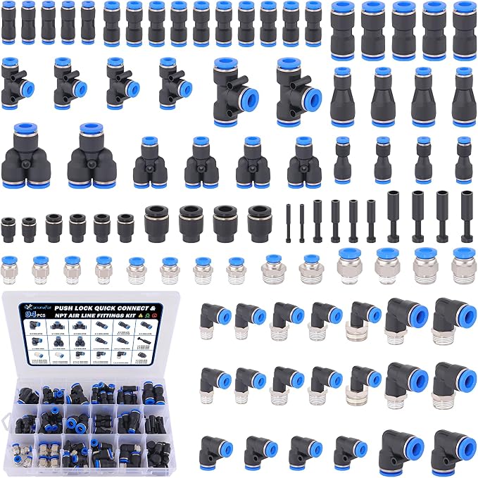 94 Pcs Quick Connect Air Line Fittings Kit Pneumatic Air Fittings | 1/4" 3/8" by XaXmTee