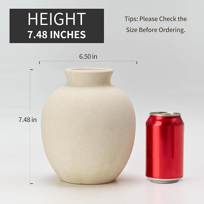 SIDUCAL Ceramic Decorative Flower Vase | 7.48 Inch Pottery Rustic Farmhouse - Image 3
