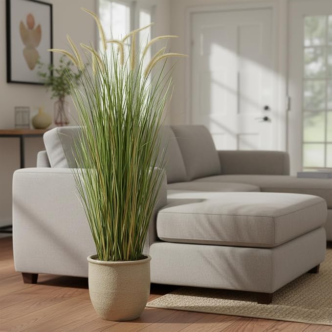 KOL Artificial 5ft 2-Pack Horsetail Reed Grass, 59in Tall Artificial Indoor - Image 6