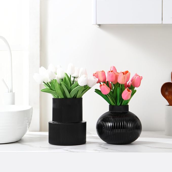 Ribbed Glass Vases, Modern Vase - Image 2