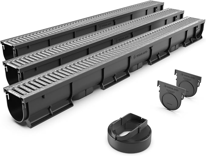 Vodaland - 3 Inch Easy 1 Premium Trench Drain Channel - Galvanized Stamped by Vodaland
