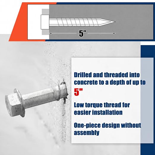 Tandefio 60 Pack 5/8 x 5 Concrete Anchors and Screw Kits Galvanized | Large - Image 4
