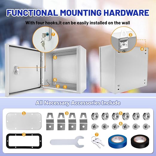 Electrical Junction Box 16x16x8, NEMA 4X IP66 Steel Enclosure Box | 1.5mm steel - Image 5