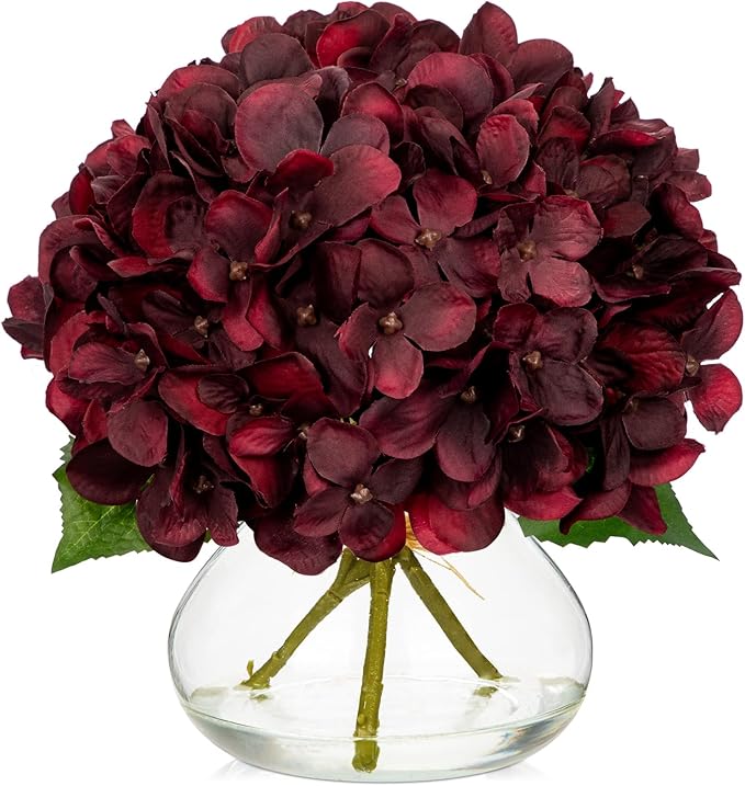 Hollyone Dark Red Fall Hydrangea Artificial Flowers by Hollyone