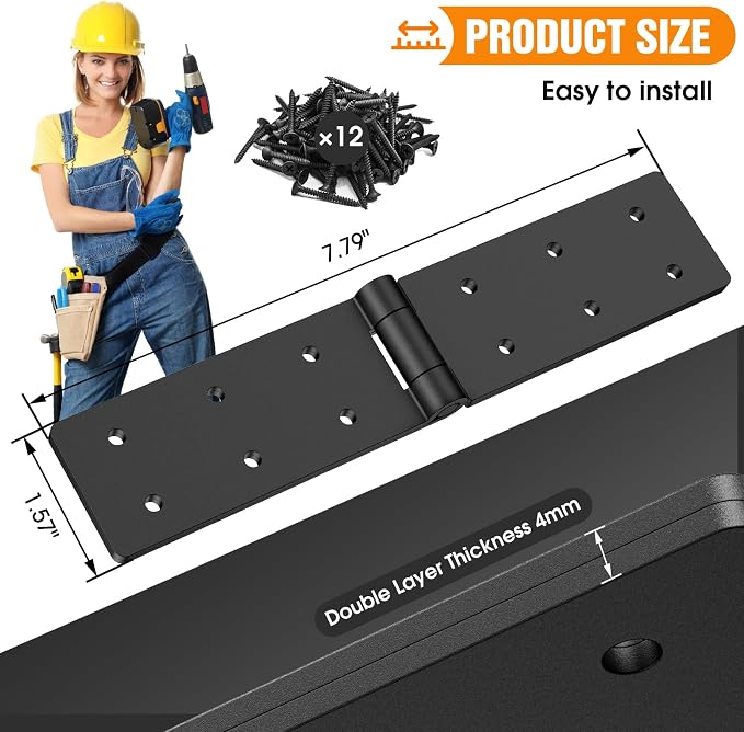 Heavy Duty Gate Hinges 270° Adjustable, screws included, heavy duty steel - Image 2