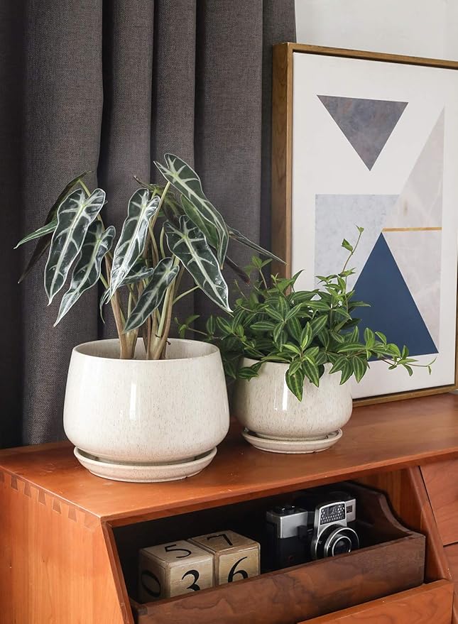LE TAUCI Plant Pots, 4.1+5.1+6.5 inch, Ceramic Planters - Image 4