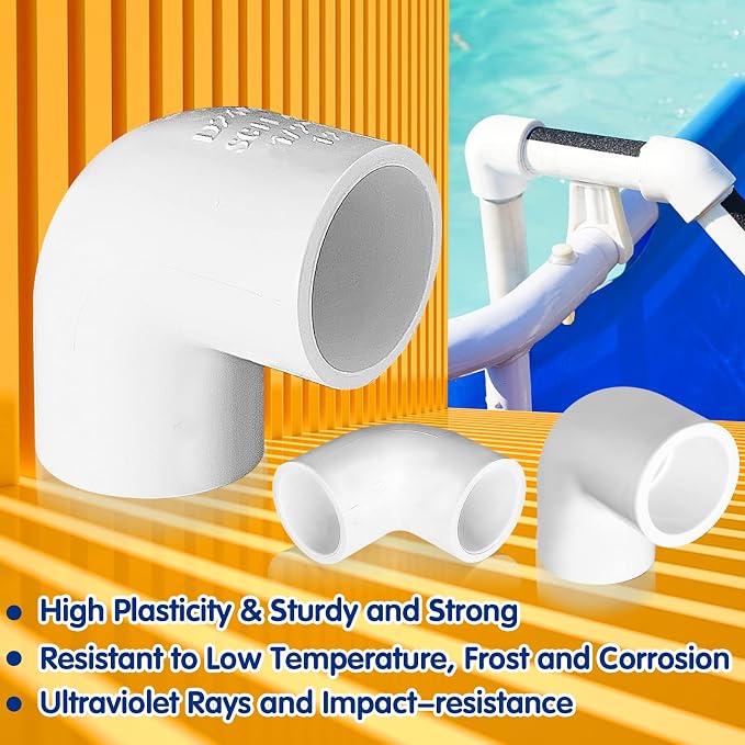 4PCS 2'' PVC 90 Degree Elbow, 2 Way Right Angle PVC Pipe Adapter Fittings - Image 3