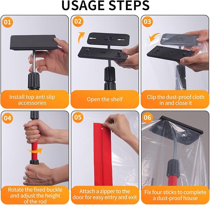 10FT Dust Barrier Poles Kit - Image 7