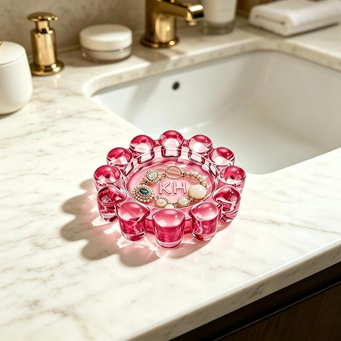 Chic Red Bubble Glass Candle Dish – Modern Clear Glass Candle Holder - Image 5