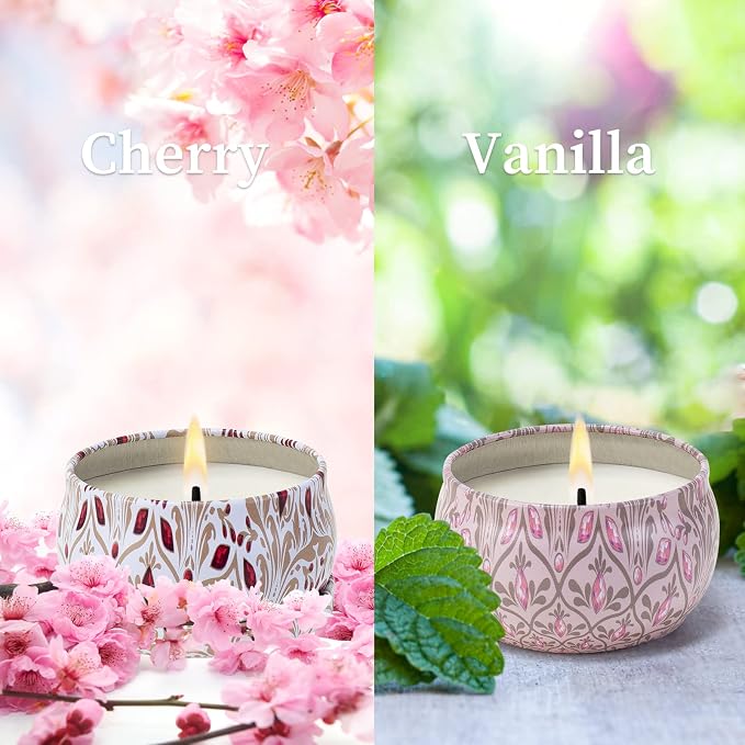 Aromatherapy Candles for Home Scented 2 Pack 2.5 oz Natural Floral Cherry and - Image 3