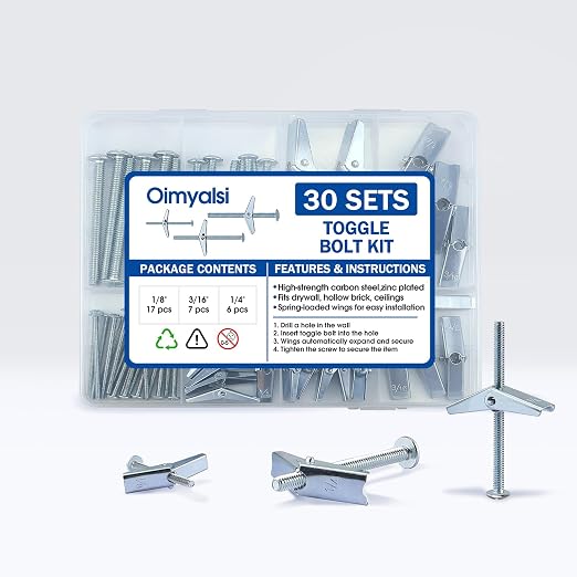 30 Sets Toggle Bolts for Drywall, Heavy Duty Metal Drywall Anchors Kit – 1/4" - Image 7
