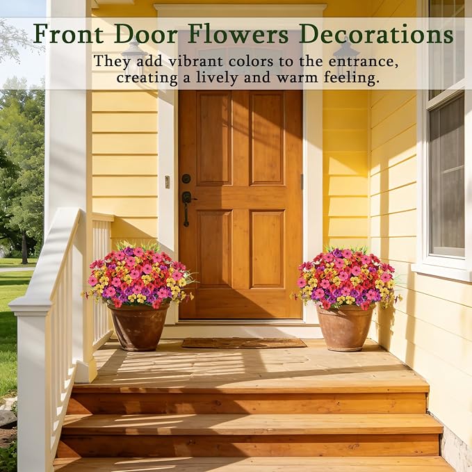 24PCS Fake Flowers Outdoor, UV Resistant Artificial Silk Flowers | Realistic - Image 9