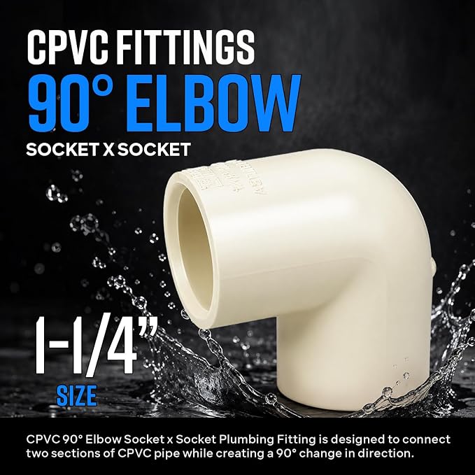 SUPPLYGIANT 10pcs 1-1/4 Inch CPVC 90 Degree Elbow Socket x Socket Fitting - Image 2