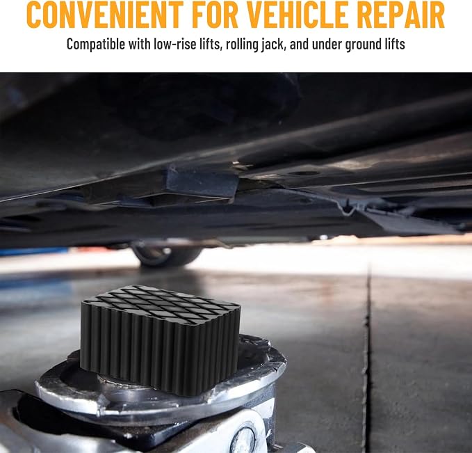 8 Pack Solid Rubber Auto Lift Pads, 6-1/3" x 4-3/4" x 3" | Anti-Skid Lift Block - Image 5