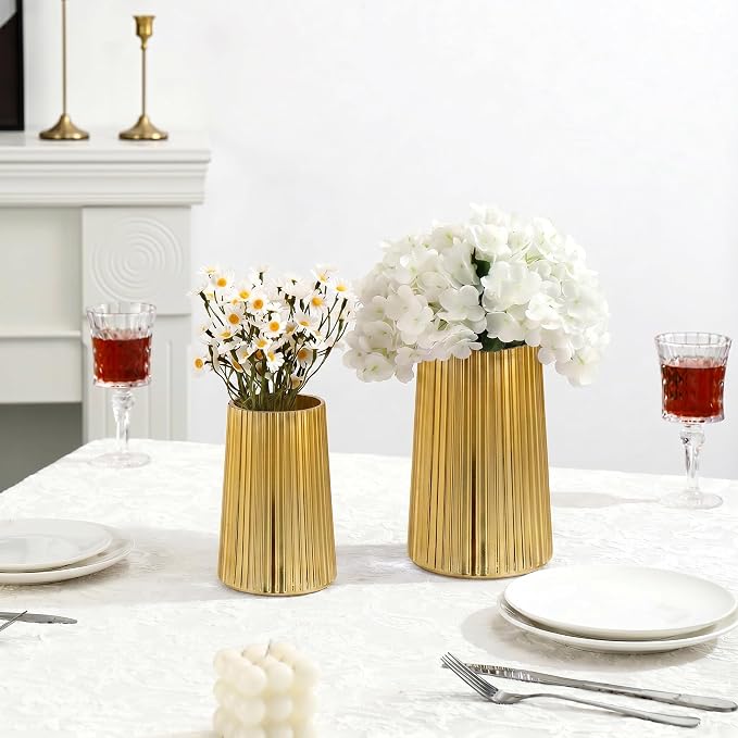 Ribbed Flower Vases Set of 2, Flower Vase - Image 4