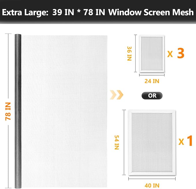 Secopad Window Screen & Screen Door Mesh Repair Kit, 39 in x 78 in, Tearproof & - Image 2