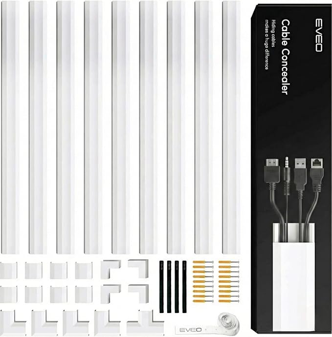Cord Covers for Wires on Wall - 150in Cable Management Cable Hider - Cord by EVEO