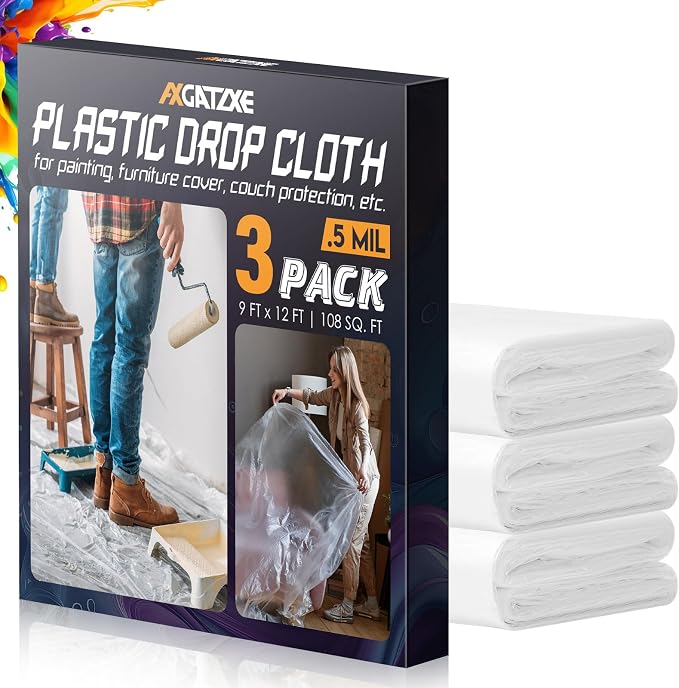 Axgatoxe 12 x 9 Ft Plastic Drop Cloths by AXgatoxe