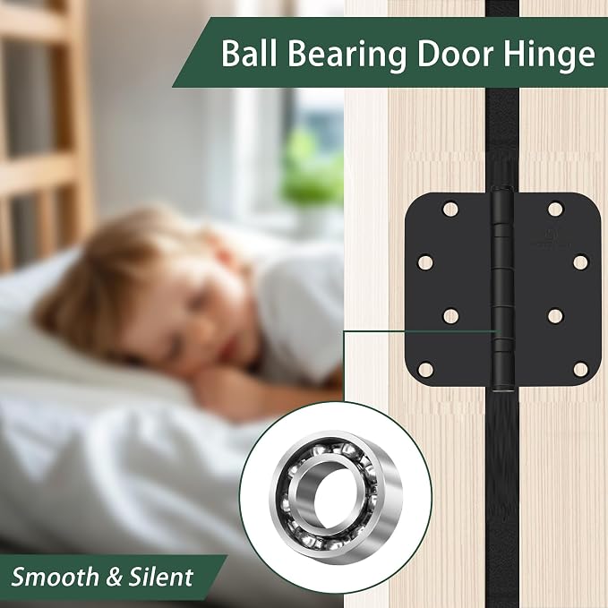 304 Stainless Steel 4 Inch Matte Black Door Hinges 5/8" Radius Corners Interior - Image 3